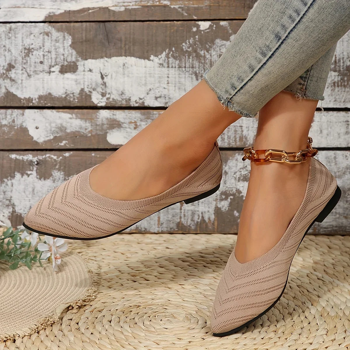 Ballerina Women Flat Shoes Comfort Non-slip Ladies Loafers Pointed Toe Flats Elegant Bowknot Women's Single Shoes Mother's Shoes