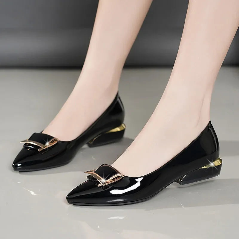Women Cute Sweet Light Weight Brown Slip on Square Heel Shoes Lady Casual Comfort Spring Elegant Beautiful High Pumps E1237