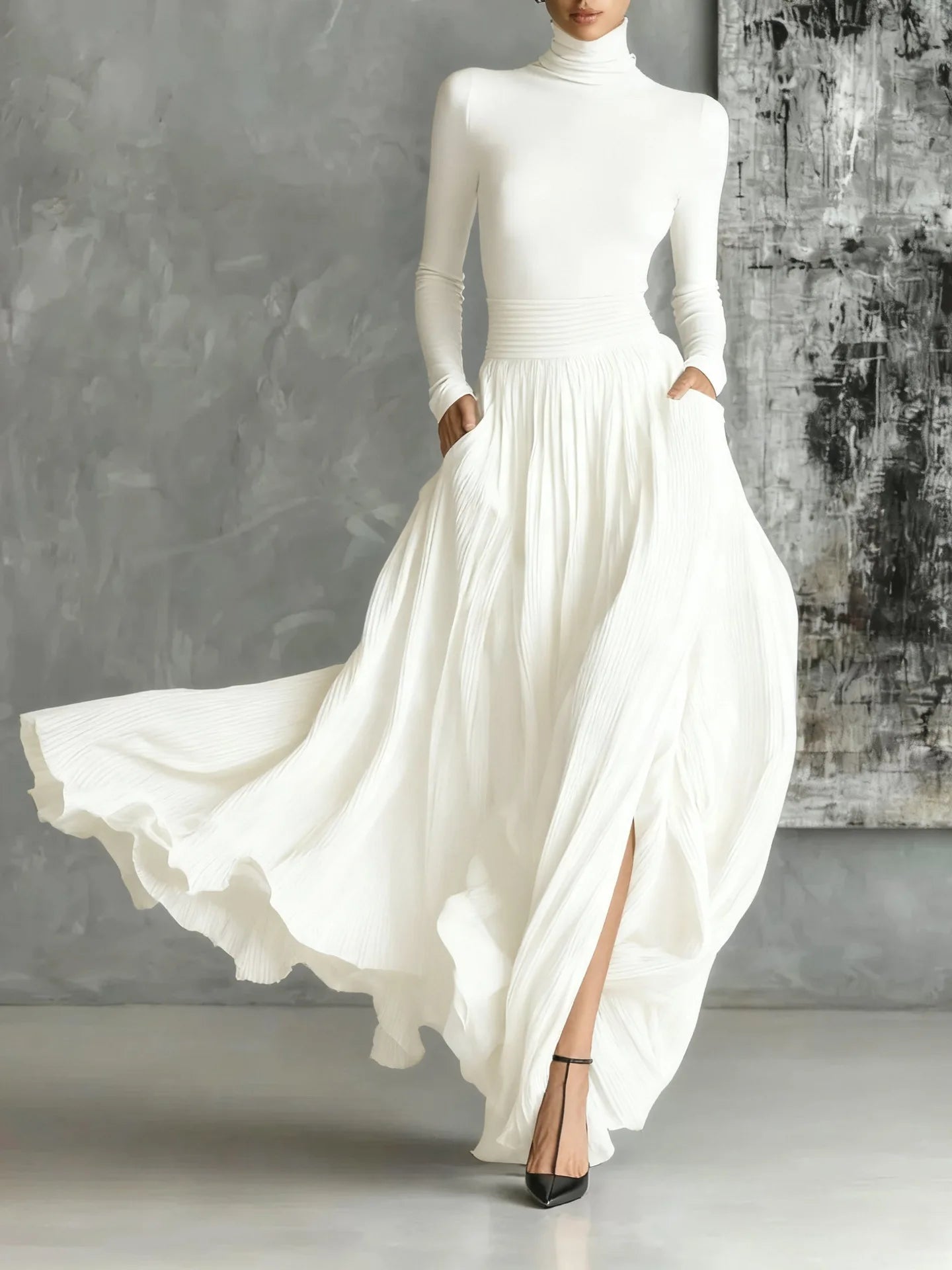 Elegant Long Two Piece Skirt Set
