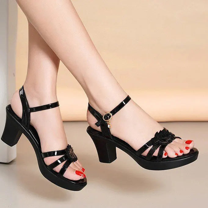 Women's Platform High Heel Sandals, 2026 New Arrival Summer Square Toe Chunky Heels, Elegant Comfortable for Work & Daily Wear.
