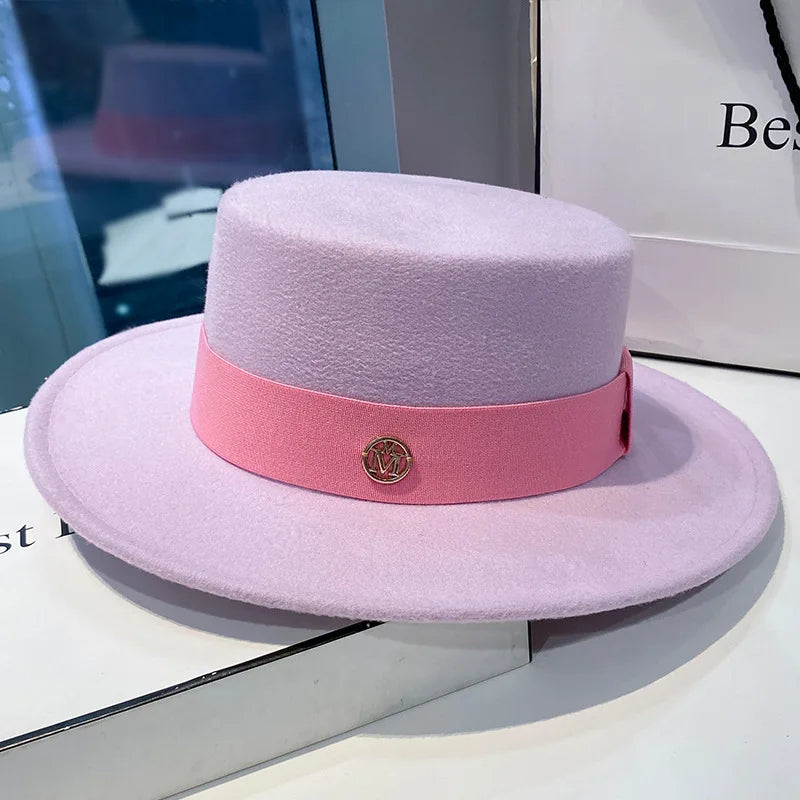 Fedora Hats for Women Fashion Elegant Bowler  Caps Panama Church Wedding Ribbon Band Hat Men Felt Jazz Hat