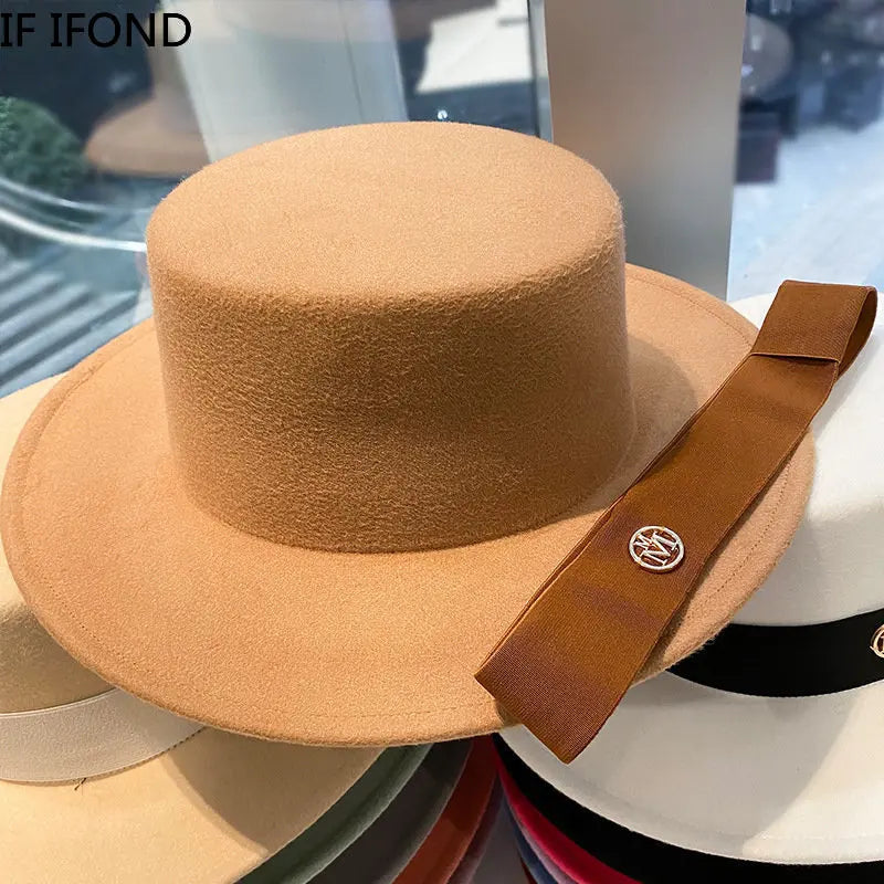 Fedora Hats for Women Fashion Elegant Bowler  Caps Panama Church Wedding Ribbon Band Hat Men Felt Jazz Hat