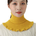 Fashion Warm Knitted Fake Collar Windproof With Wooden Ears Neck Warmer Winter Detachable Turtleneck Men Women