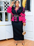 African Clothes For Women Plus Size Two Piece Set Outfits Wedding Party Evening Dress Elegant Ladies Gowns Tops Skirt Suit Robes