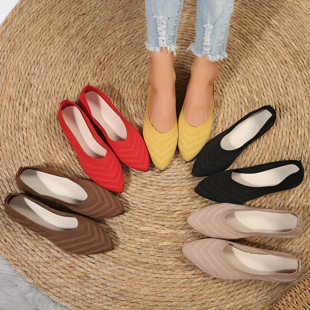 Ballerina Women Flat Shoes Comfort Non-slip Ladies Loafers Pointed Toe Flats Elegant Bowknot Women's Single Shoes Mother's Shoes