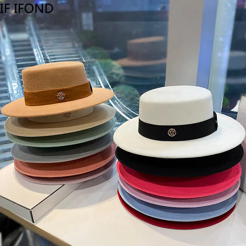 Fedora Hats for Women Fashion Elegant Bowler  Caps Panama Church Wedding Ribbon Band Hat Men Felt Jazz Hat