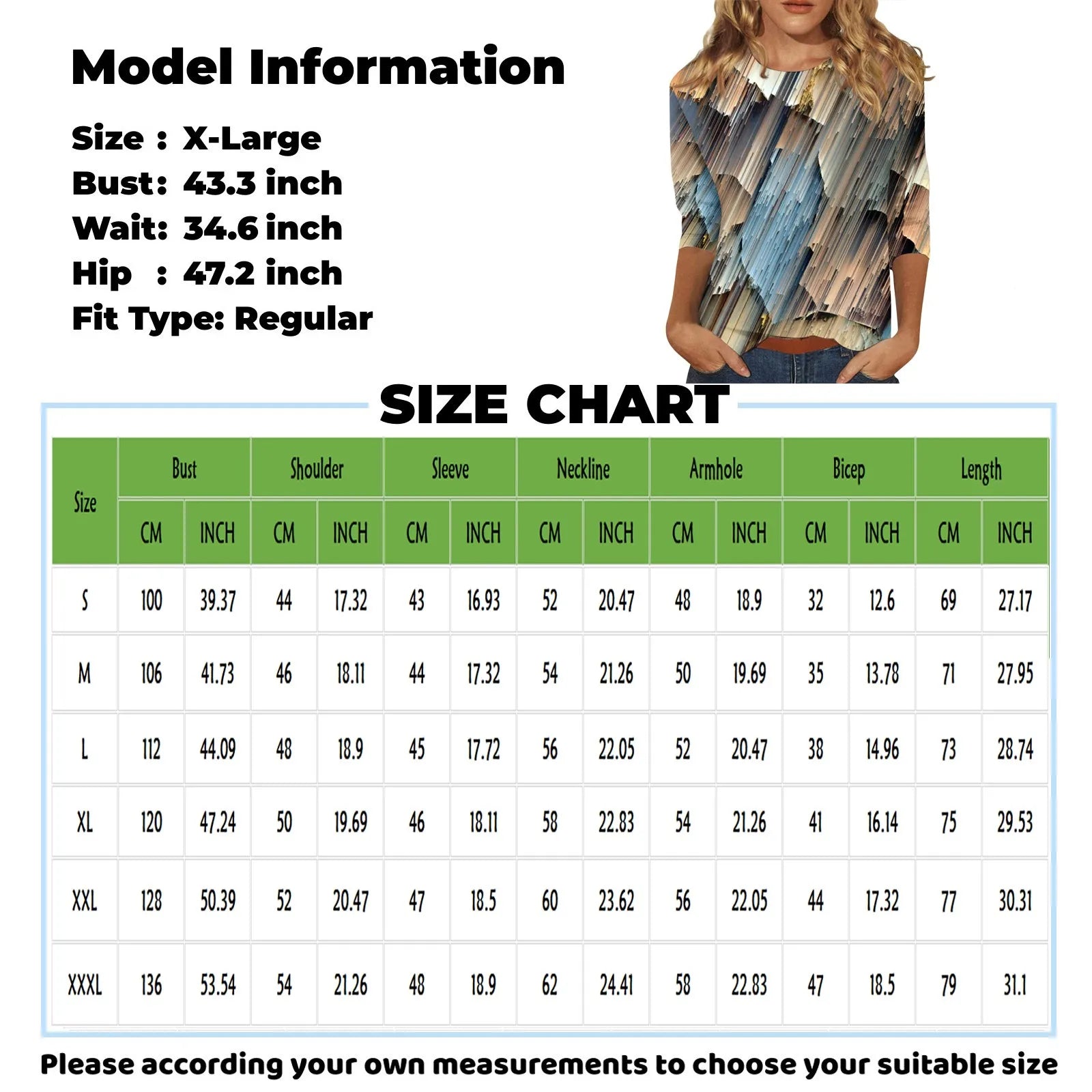 Blouse for Ladies Women’s Fashion Everyday Casual O-neck Three Quarter Sleeve Printed T-shirt Top Summer blusa mujer moda 2024