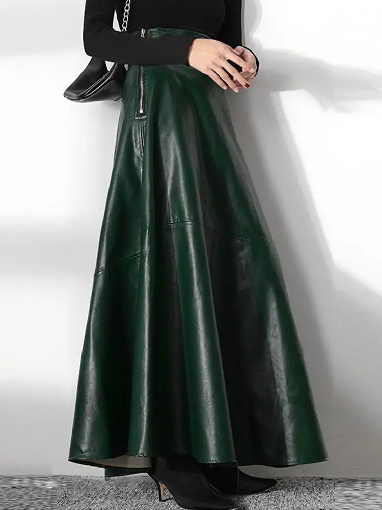 ZANZEA Women's PU Leather Maxi Skirt 2025 Autumn Elegant OL Long Saias Fashion Solid Mujer Faldas Casual High Waist Zipper Jupe