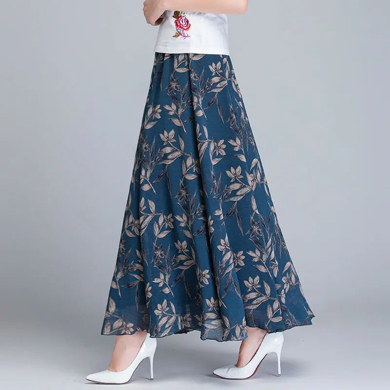 Floral Print Chiffon High Waist Boho Skirt