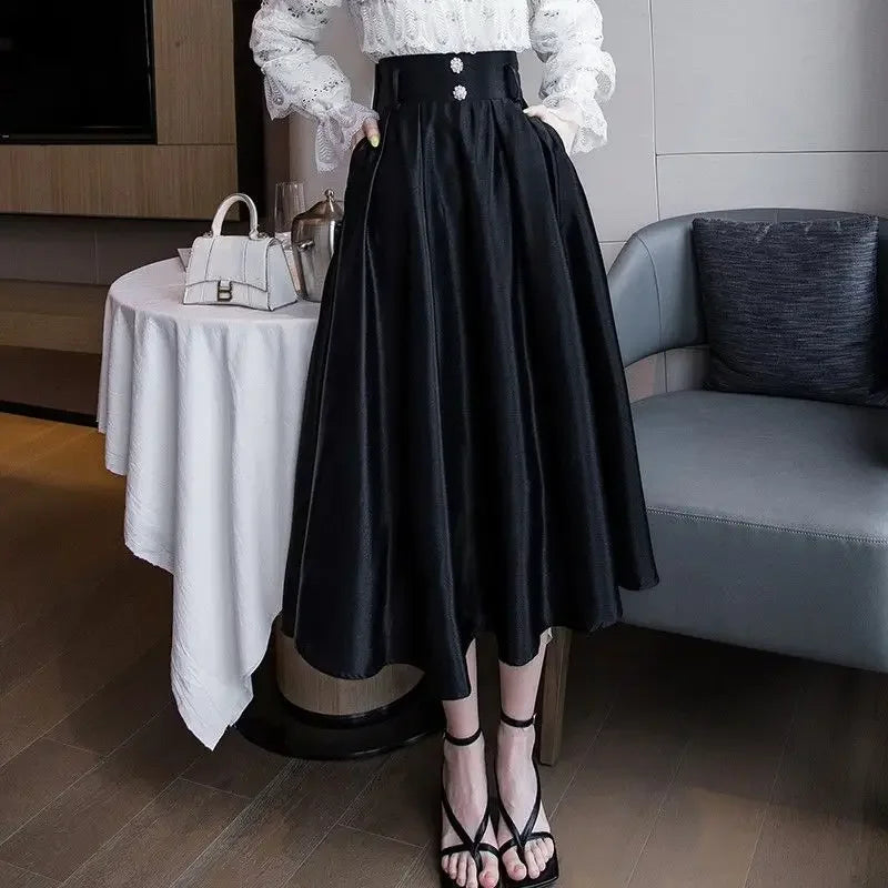 Women's Skirt Luxury Elegant Long Maxi Female Skirts Casual A Line Clothing Trend 2025 Korean Fashion Premium Sales Summer Chic