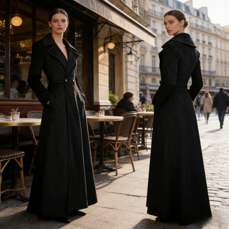 Long Trench Velvet Evening Coat