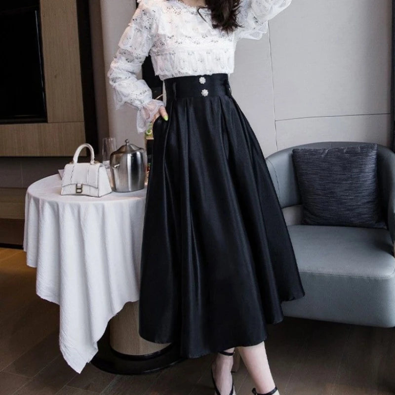 Women's Skirt Luxury Elegant Long Maxi Female Skirts Casual A Line Clothing Trend 2025 Korean Fashion Premium Sales Summer Chic