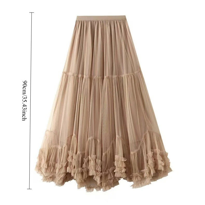 2026 New High Waist Flared Skirt with Flowy Design Elegant A-Line Pleated Midi Skirt for Women