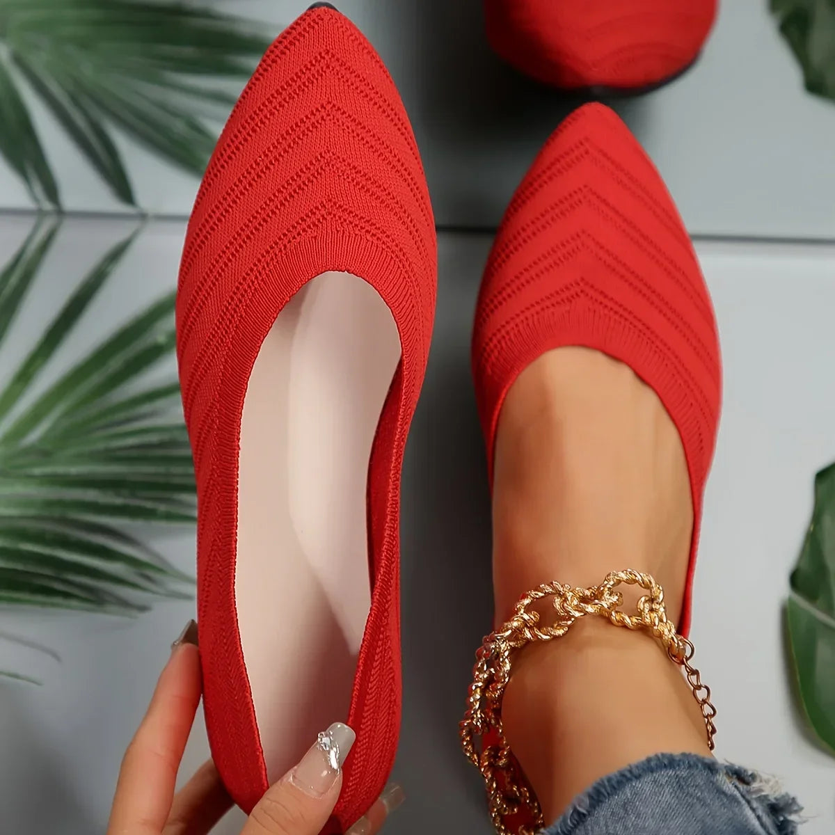 Ballerina Women Flat Shoes Comfort Non-slip Ladies Loafers Pointed Toe Flats Elegant Bowknot Women's Single Shoes Mother's Shoes