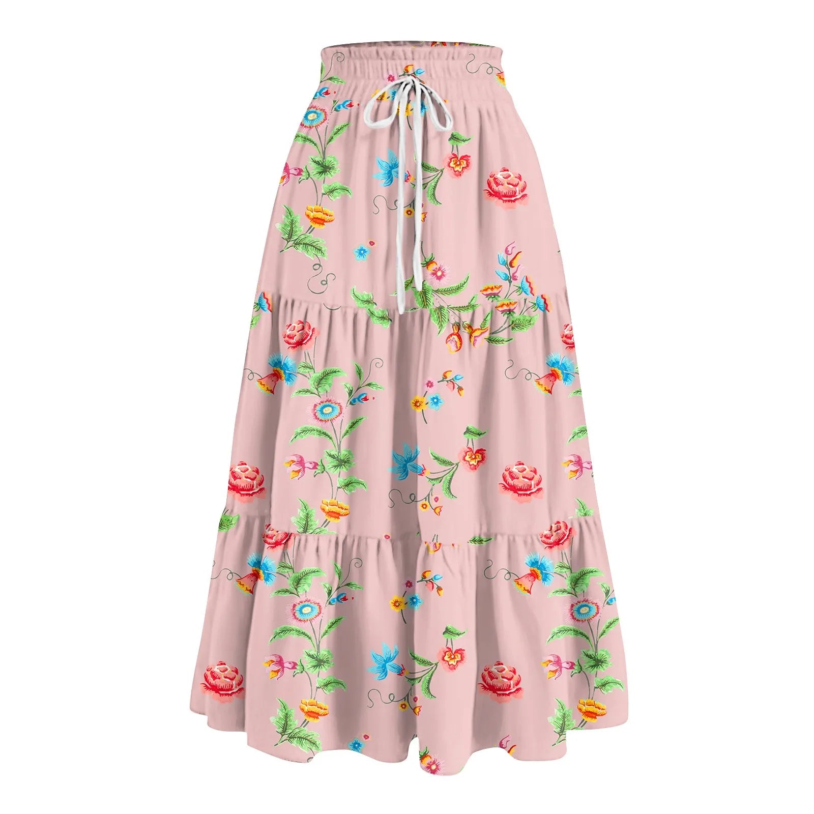Women'S Boho Vintage Floral Print Maxi Skirt Elastic High Waist Pleated Flowy A Line Long Skirts Toddler Fall Falda Short