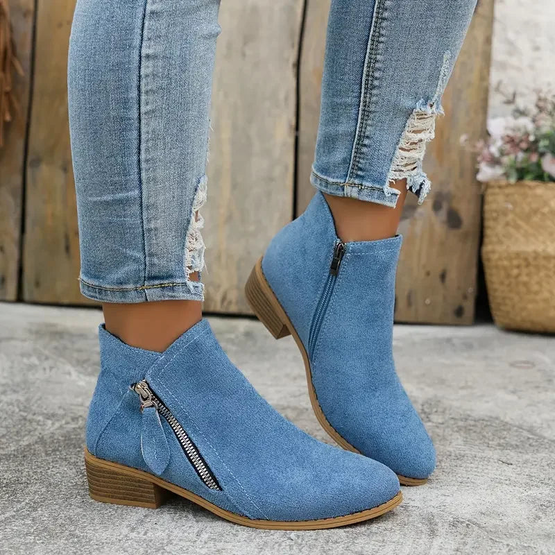 Women Boots Autumn/winter Side Ankle Boots Female Low Heel Low Tube Student College Style Women Shoes Comfortable Outdoor Shoes
