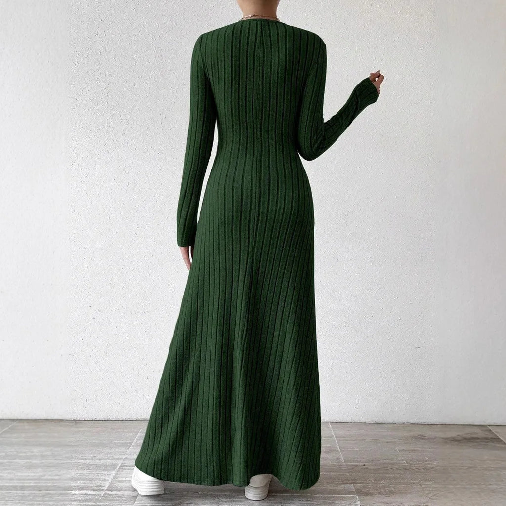 Knitted Maxi Dress Women Elegant Party Autumn Winter O Neck Long Sleeves Sexy Slim Long Dresses Casual Holiday Street Dress Robe