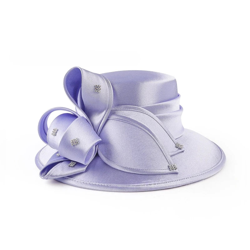 Elegant Cloth Top Hats For Women Cocktail Tea Party Derby Cap Ladies Flower Wide Brim Church Fedora Black Cloche Hats