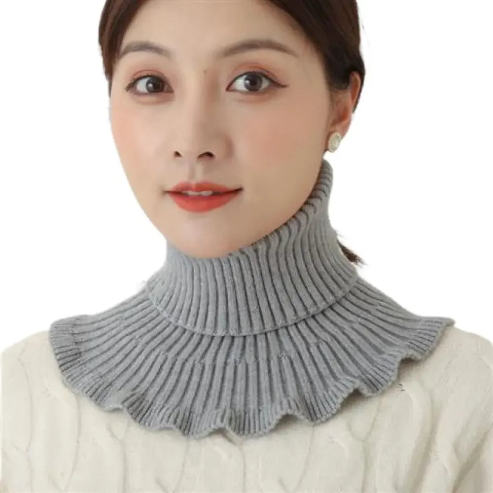 Fashion Warm Knitted Fake Collar Windproof With Wooden Ears Neck Warmer Winter Detachable Turtleneck Men Women