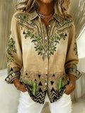 Women's Shirt Blouse Floral Graphic Geometric Bohemia Vintage Casual Long Sleeve Shirt Collar Regular Tops Fall Winter