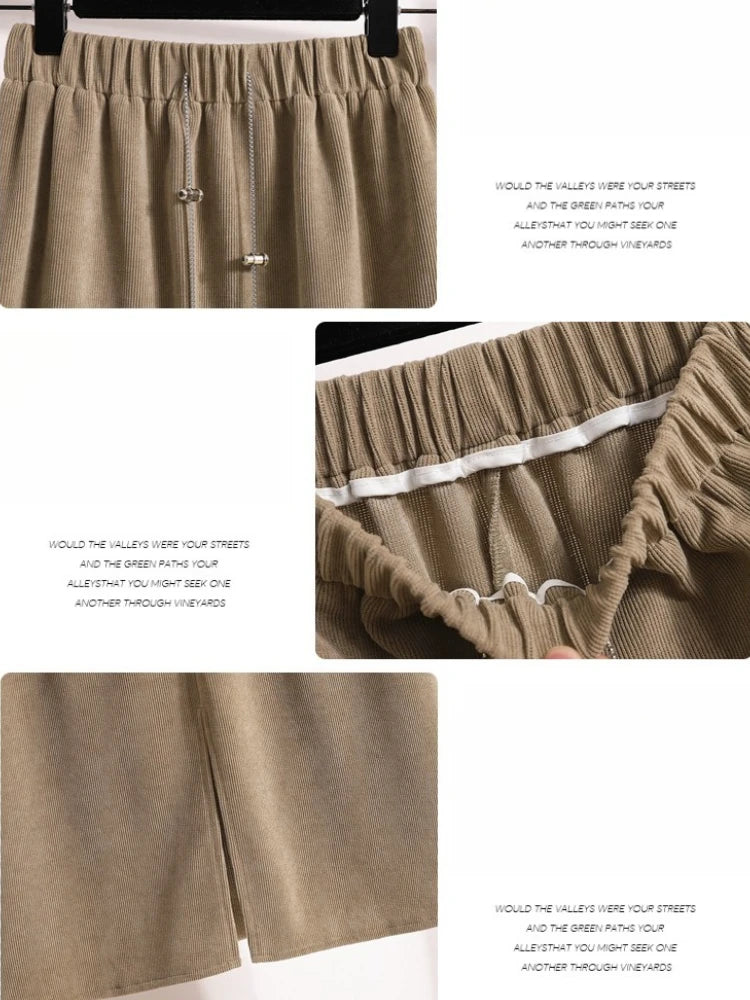 2026 Women's New Style High-Waist Plus Size Skirts Elastic Waist Autumn Winter Versatile Straight Leg Skirt