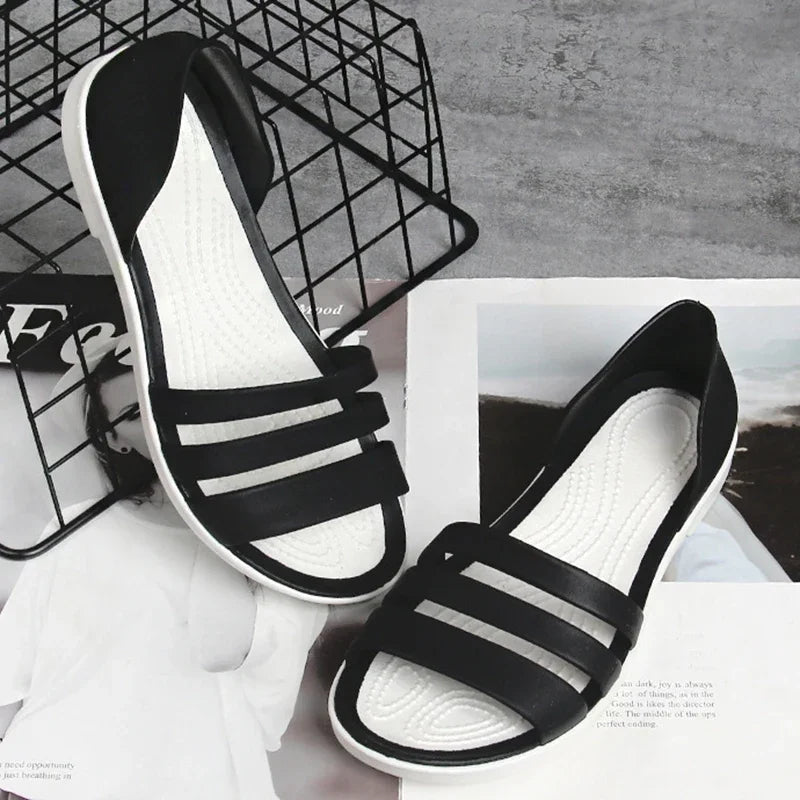 Fashion Open-Toed Slides Shoes For Women Summer Flat Sandals Candy Color Casual Beach Outdoot Female Ladies Jelly Slippers