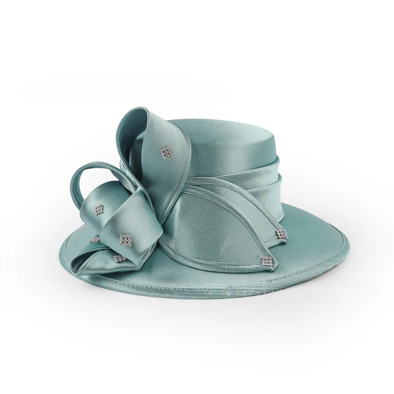 Elegant Cloth Top Hats For Women Cocktail Tea Party Derby Cap Ladies Flower Wide Brim Church Fedora Black Cloche Hats