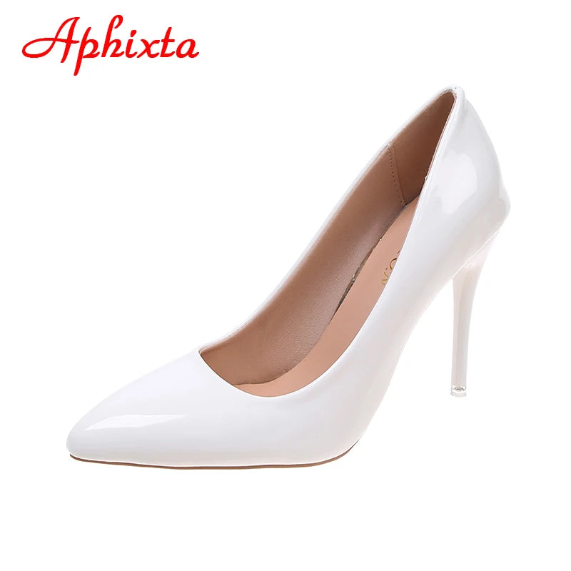Aphixta 2026 Green Super High 3.94inch Stiletto Heels Women's Pumps Thin Heels Pointed Toe Colorful Patent Leather Office Shoes