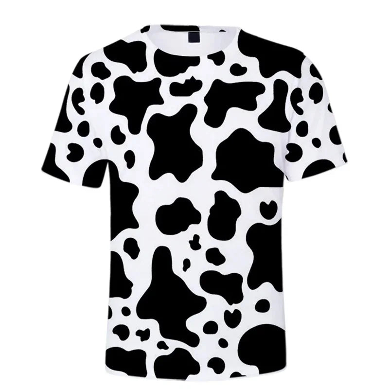 Cow Pattern T Shirt For Colorful Cartoon 3D Printed T-Shirts Summer Casual Street Loose Tops O-Neck Short Sleeve Tees