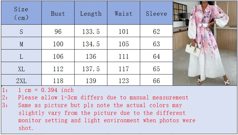 Floral Print Maxi Dress Notched Lapel Collar Lantern Sleeve Belted Waist Split Hem Elegant Party Dresses for Woman Clothes