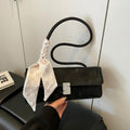 Trendy Elegant Shoulder Purse ,with Silk Scarf Accent Rhinestone Buckle Handbag Versatile Women's Bags Daily Casual Underarm Bag