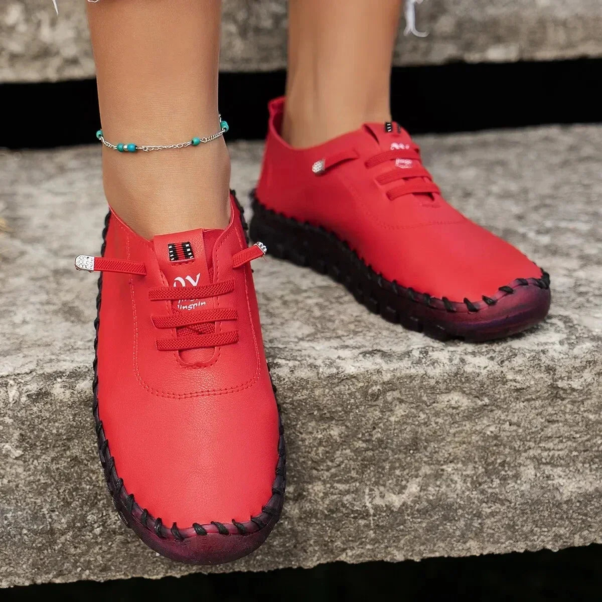Sneakers Women Shoes Loafers Lace Up Leather Flat New Spring Casual comfortable Mom Shoe Mujer Zapatos Chaussure Femme