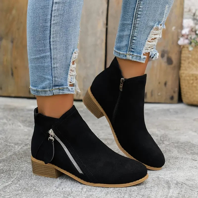Women Boots Autumn/winter Side Ankle Boots Female Low Heel Low Tube Student College Style Women Shoes Comfortable Outdoor Shoes