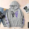 Butterfly Print Y2K Zip-Up Hoodie