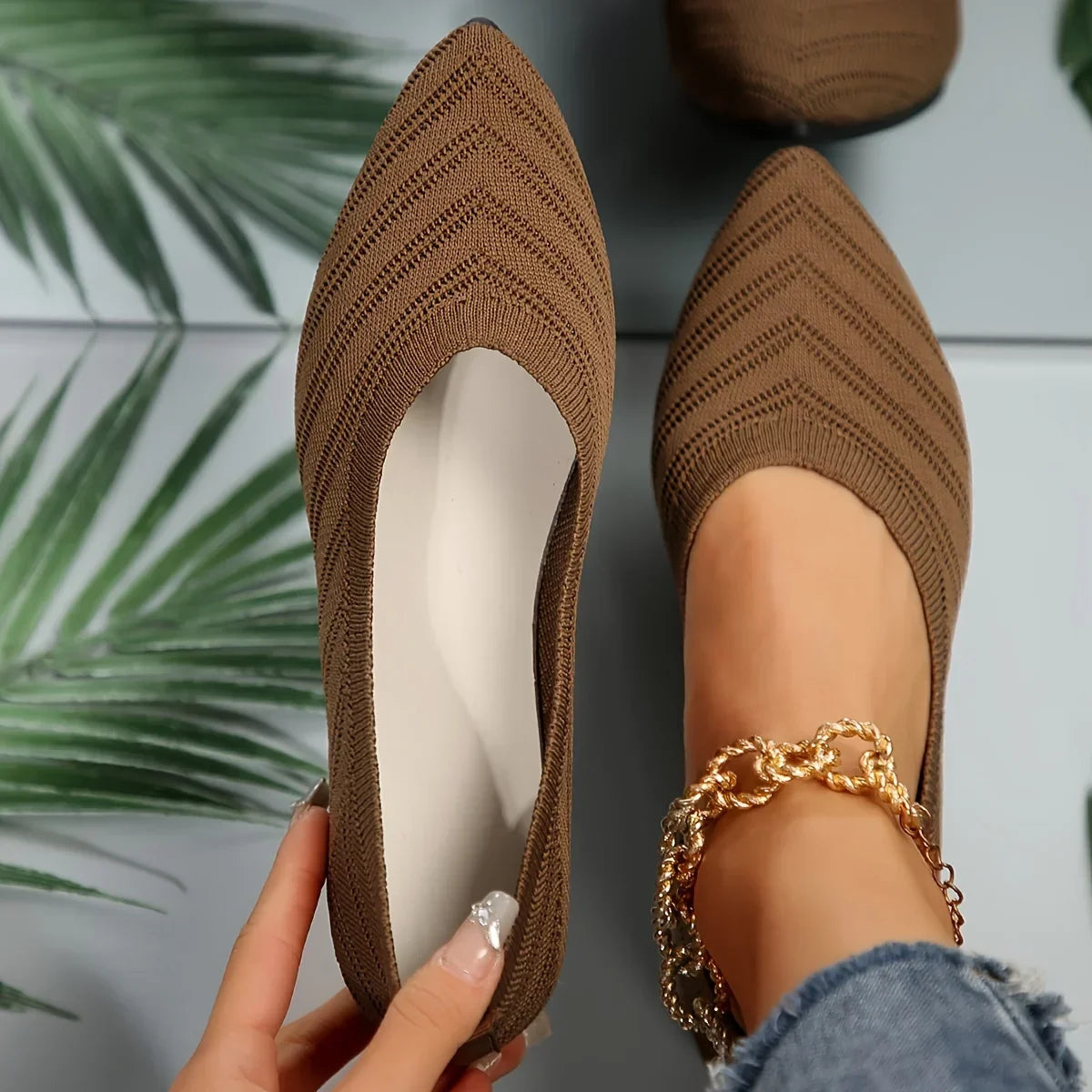 Ballerina Women Flat Shoes Comfort Non-slip Ladies Loafers Pointed Toe Flats Elegant Bowknot Women's Single Shoes Mother's Shoes