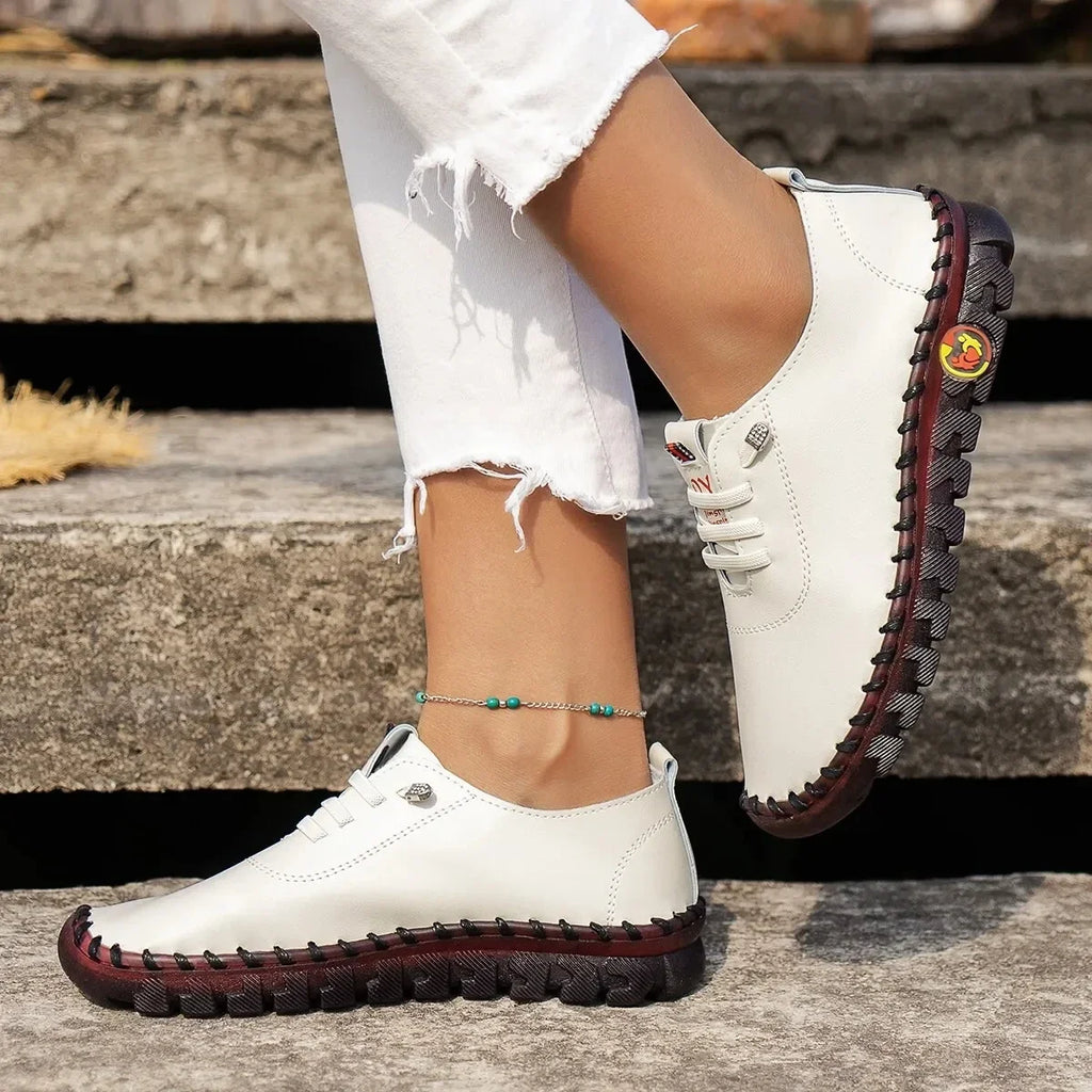 Sneakers Women Shoes Loafers Lace Up Leather Flat New Spring Casual comfortable Mom Shoe Mujer Zapatos Chaussure Femme