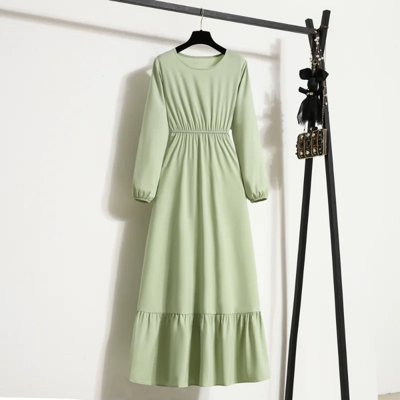 Solid Chiffon Full Sleeve Loose Maxi Dress