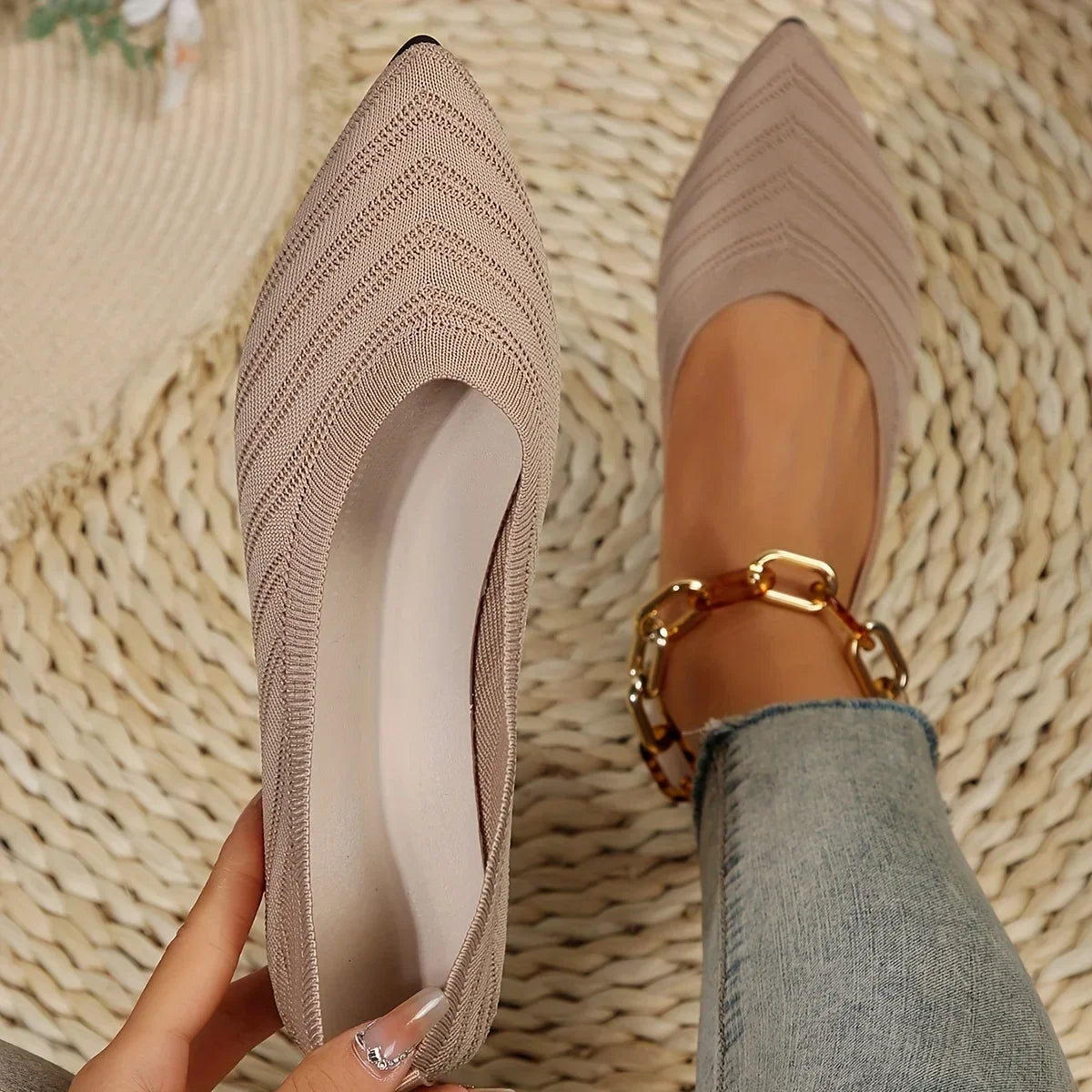 Ballerina Women Flat Shoes Comfort Non-slip Ladies Loafers Pointed Toe Flats Elegant Bowknot Women's Single Shoes Mother's Shoes