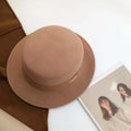 Women's Elegant Woolen Formal Hat Autumn and Winter Black Vintage Lady British Style Flat Top Hat Stage Accessories