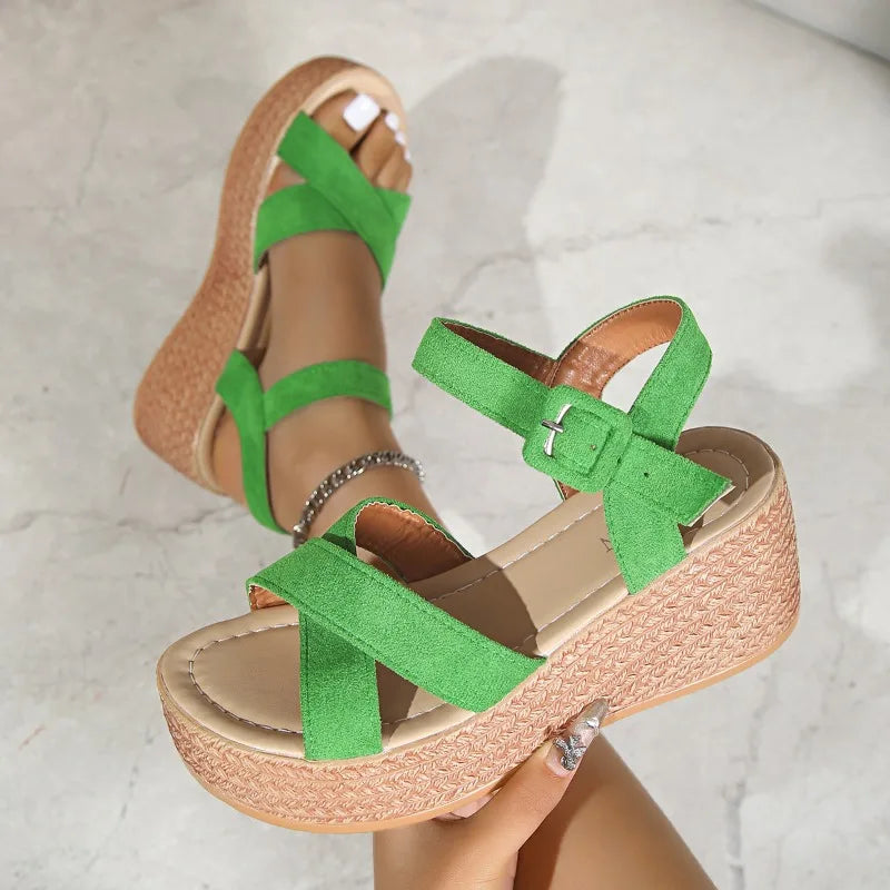 Women Sandals High Heels Platform Woman 2024 Summer Luxury Comfort Chunky Heeled Wedges Gladiator Sandals Red Shoes Plus Size 41