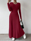 Knitted Maxi Dress Women Elegant Party Autumn Winter O Neck Long Sleeves Sexy Slim Long Dresses Casual Holiday Street Dress Robe