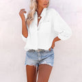 Women's White Shirt Long Sleeve Lapel Fashion Button Top Pocket Pink Casual Office Commuting Black Shirt
