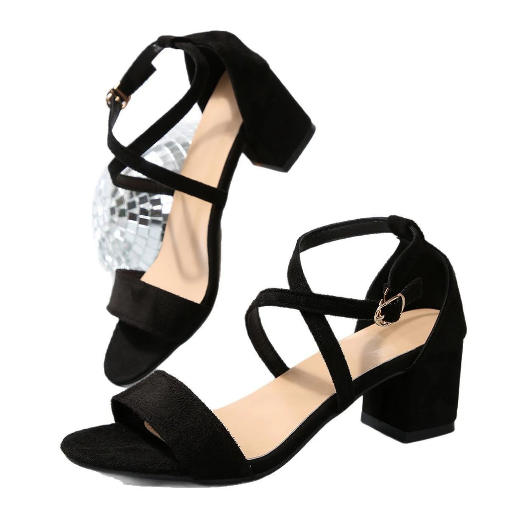 2025 New Summer Women's Solid Color Sandals Fashion High Heel Shoes Women Platform Open Toe Chunky Heels Women's Sandals Size43