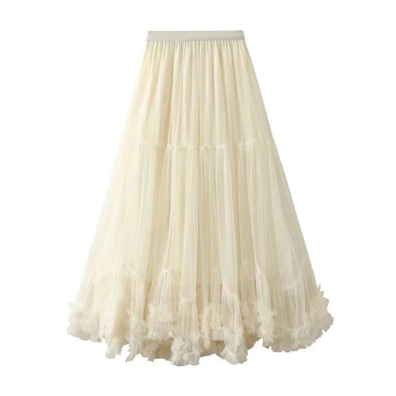 2026 New High Waist Flared Skirt with Flowy Design Elegant A-Line Pleated Midi Skirt for Women