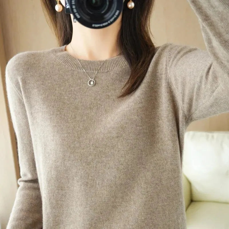 Women Sweater O-neck Autumn Winter Pullover Warm Casual Fashion Knitwear Bottoming Shirt 2026