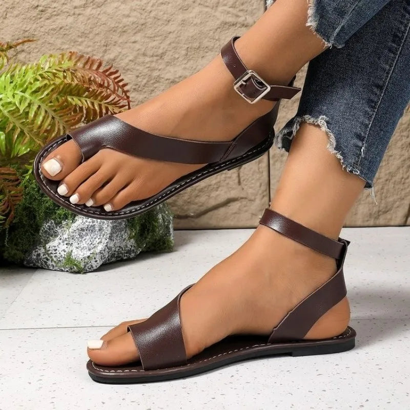 Women Fashion Leather Casual Comfortable Shoe 2025 New Summer Women's Thick-sole Roman Sandals Platform Shoes Flip Flops