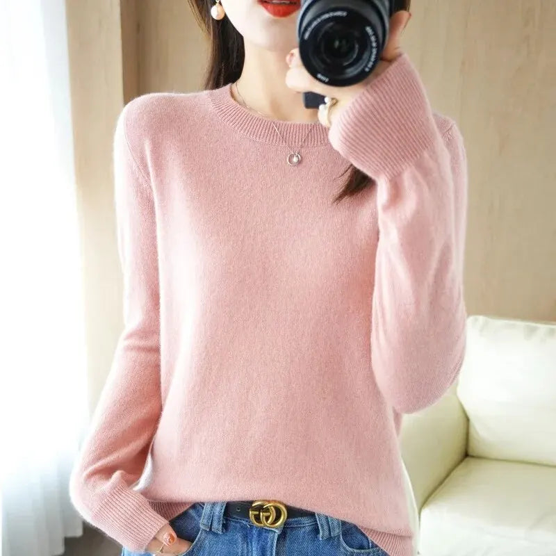 Women Sweater O-neck Autumn Winter Pullover Warm Casual Fashion Knitwear Bottoming Shirt 2026
