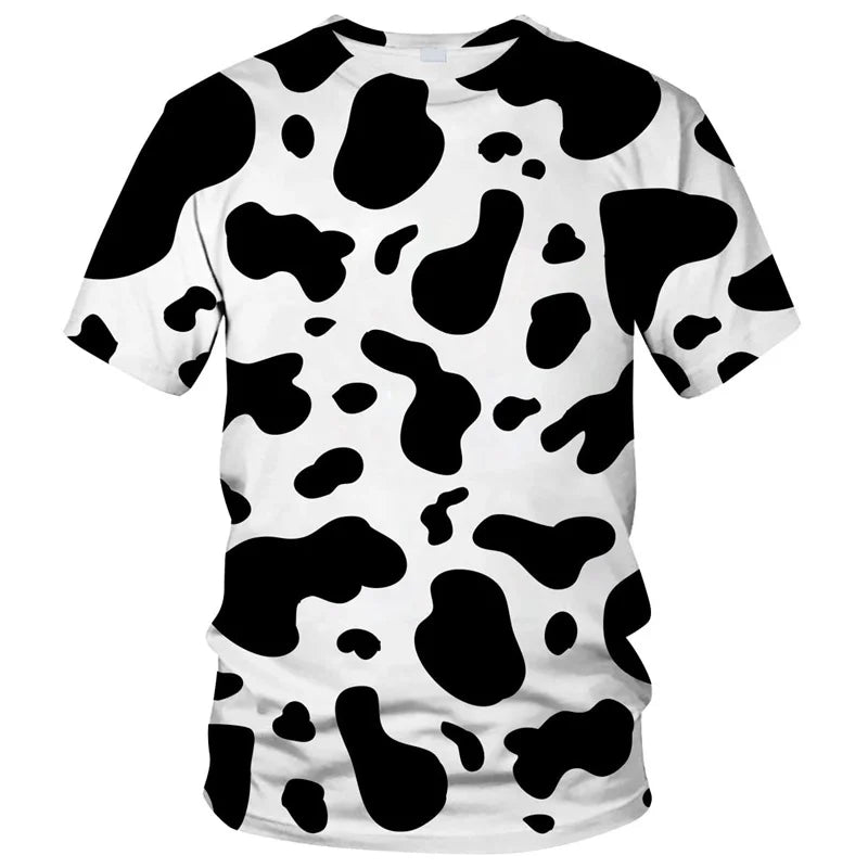 Cow Pattern T Shirt For Colorful Cartoon 3D Printed T-Shirts Summer Casual Street Loose Tops O-Neck Short Sleeve Tees