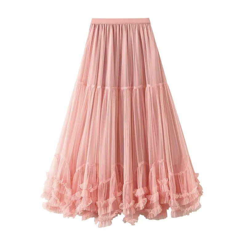 2026 New High Waist Flared Skirt with Flowy Design Elegant A-Line Pleated Midi Skirt for Women