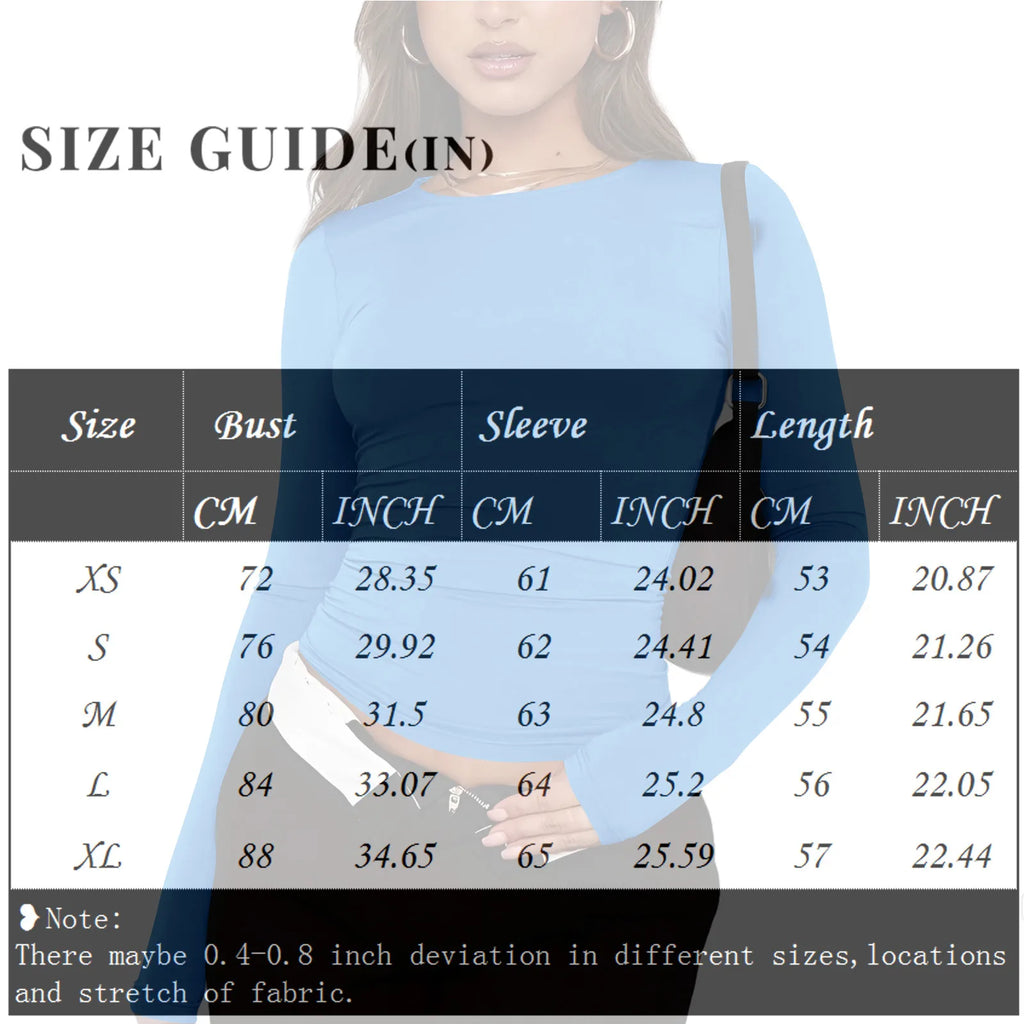 Women Fashion Casual Long Sleeve T Shirt Lady Minimalist Style Solid Color Round Neck Top Female Casual Skinny Daily Clothes